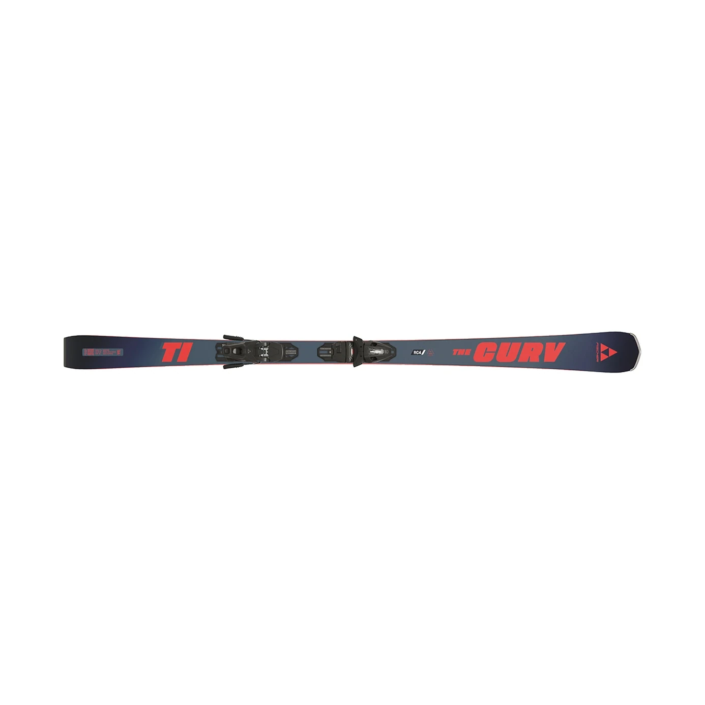 Fischer The Curv TI TPR + RS 10 PR бекітпелері бар тау шаңғысы, ақ фонда